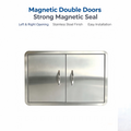 27.56W*18.58H Semi-circular border stainless steel double doors, rainproof and windproof under-counter built-in cabinet replaces the door, rust-proof barbecue outdoor and kitchen oven, storage and maintenance panel, with strong magnetic closure