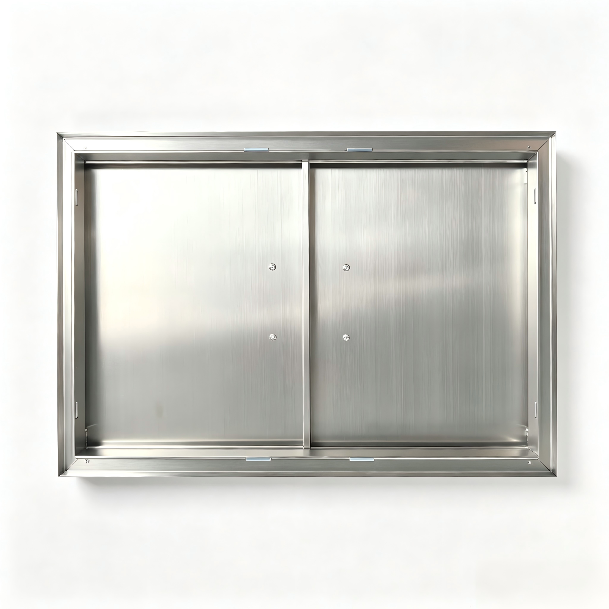 27.56W*18.58Hinch Right-angle border stainless steel double doors, rainproof and windproof under-counter built-in cabinet replaces the door, rust-proof barbecue outdoor and kitchen oven, storage and maintenance panel, with strong magnetic closure
