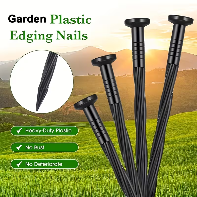 30pc 15cm garden border anchors, plastic ground stakes, landscape edge nails, spiral border posts, multi-purpose garden stakes (for garden tents and canopies)
