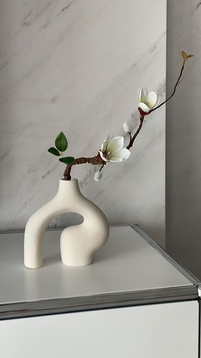 3pcs/set White Bohemian Set Vase Home Decor Gift, Round Modern Vases for Nordic Minimalist Book Style Shelf Decoration, Donut Boho Aesthetic Vases for Trendy Living Room Entryway Coffee Table Decorative Christmas Gift