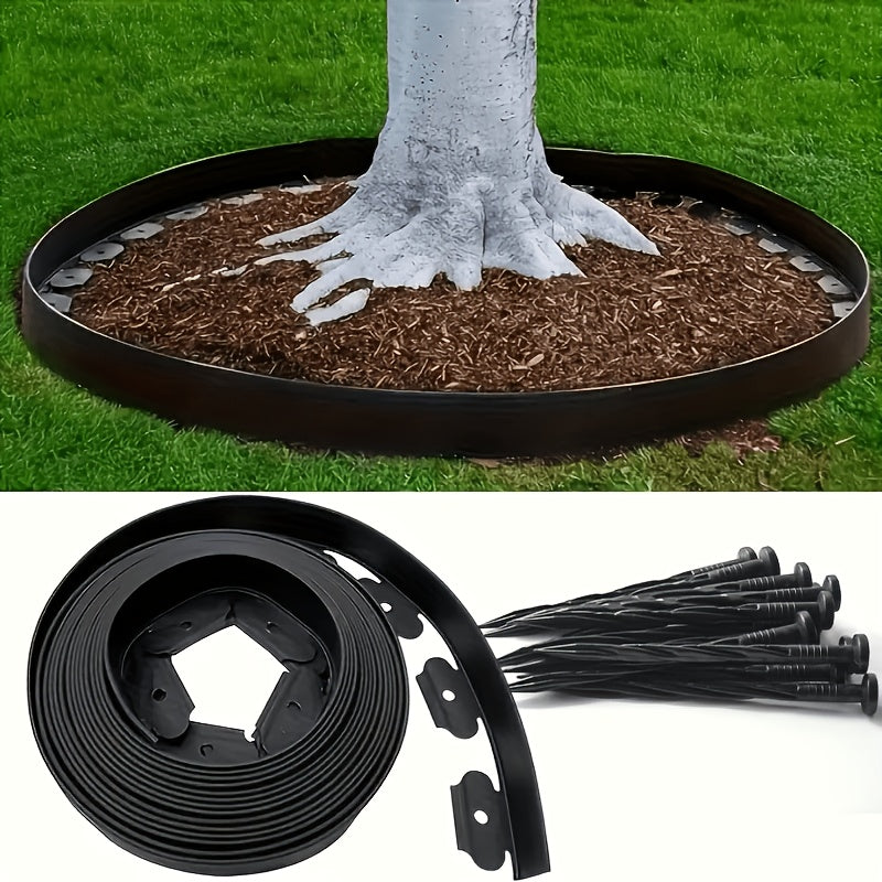 10m/32.8 Feet Plastic isolation tape, high toughness, can be bent by nails of sufficient length No-Dig Flexible Plastic Garden Edging Strip with 30 Anchors-Quality Durable Plastic Lawn Border, Suitable for Flower Beds, Landscaping