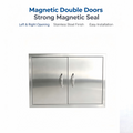 27.56W*18.58Hinch Right-angle border stainless steel double doors, rainproof and windproof under-counter built-in cabinet replaces the door, rust-proof barbecue outdoor and kitchen oven, storage and maintenance panel, with strong magnetic closure