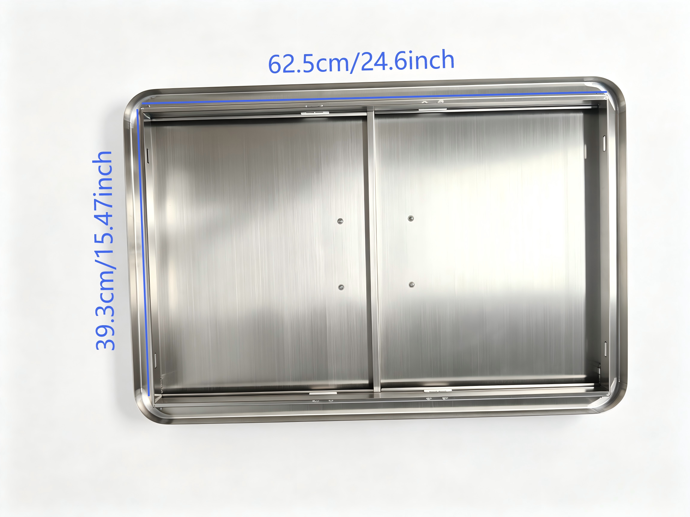 27.56W*18.58H Semi-circular border stainless steel double doors, rainproof and windproof under-counter built-in cabinet replaces the door, rust-proof barbecue outdoor and kitchen oven, storage and maintenance panel, with strong magnetic closure