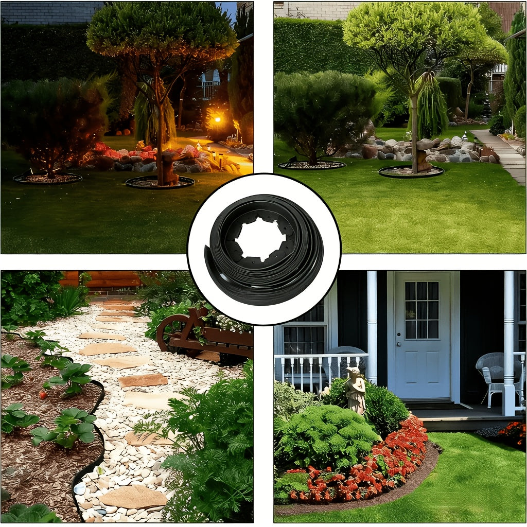 10m/32.8 Feet Plastic isolation tape, high toughness, can be bent by nails of sufficient length No-Dig Flexible Plastic Garden Edging Strip with 30 Anchors-Quality Durable Plastic Lawn Border, Suitable for Flower Beds, Landscaping