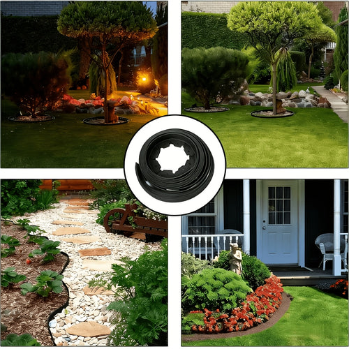 10m/32.8 Feet Plastic isolation tape, high toughness, can be bent by nails of sufficient length No-Dig Flexible Plastic Garden Edging Strip with 30 Anchors-Quality Durable Plastic Lawn Border, Suitable for Flower Beds, Landscaping