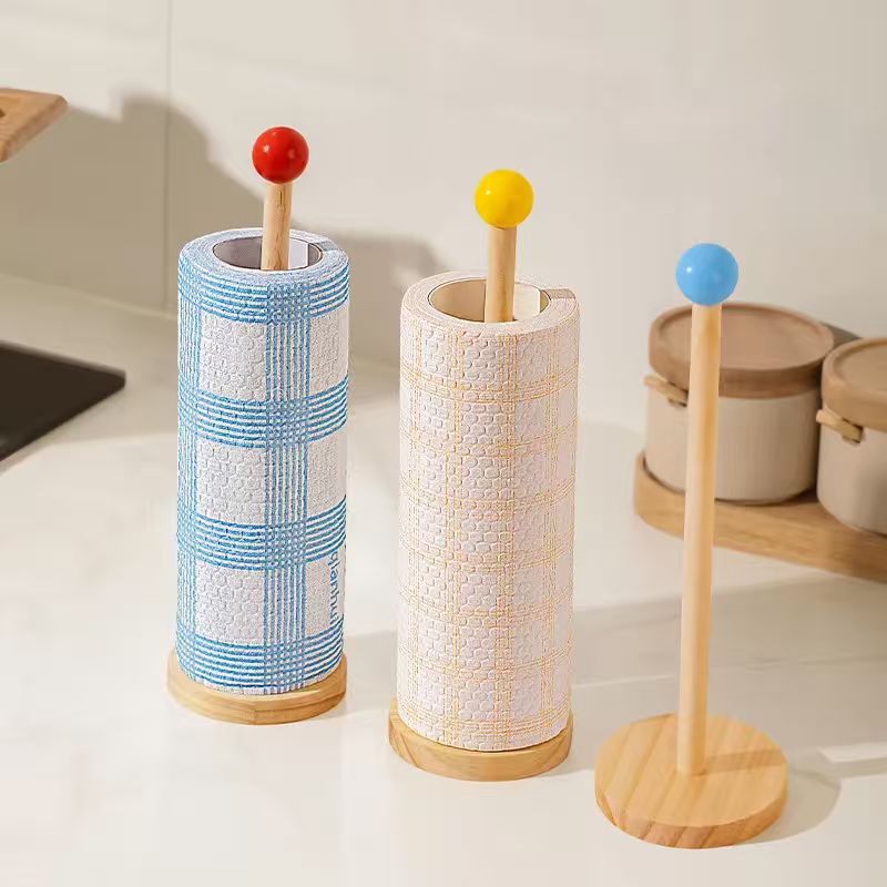 1pcs Space-saving Vertical Anti-slip Tissue Holder, No-drill Lazy Cleaning Cloth and Roll Paper Storage Gadget, Dopamine Plastic Wrap Holder Suitable for Kitchen and Bedroom